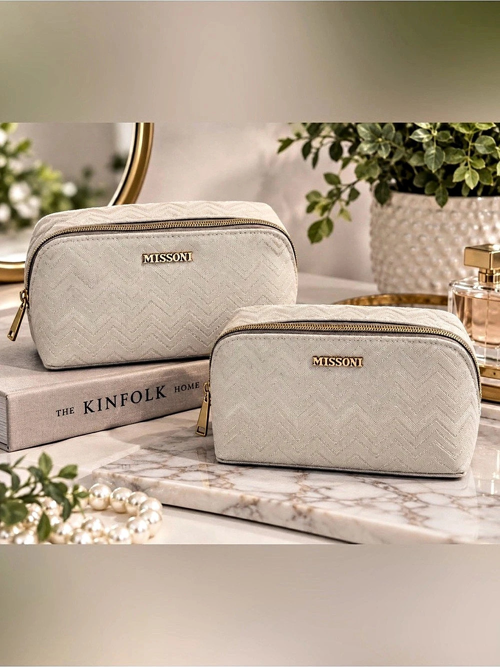 Missoni for Delta Air Lines Amenity Kit Pouch Set Beige